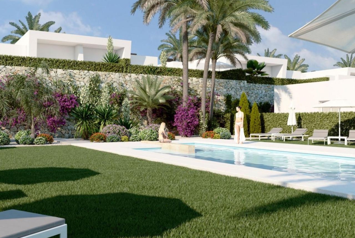 Luxury maisonettes at La Finca Golf Resort in Costa Blanca South with pool and garden views.