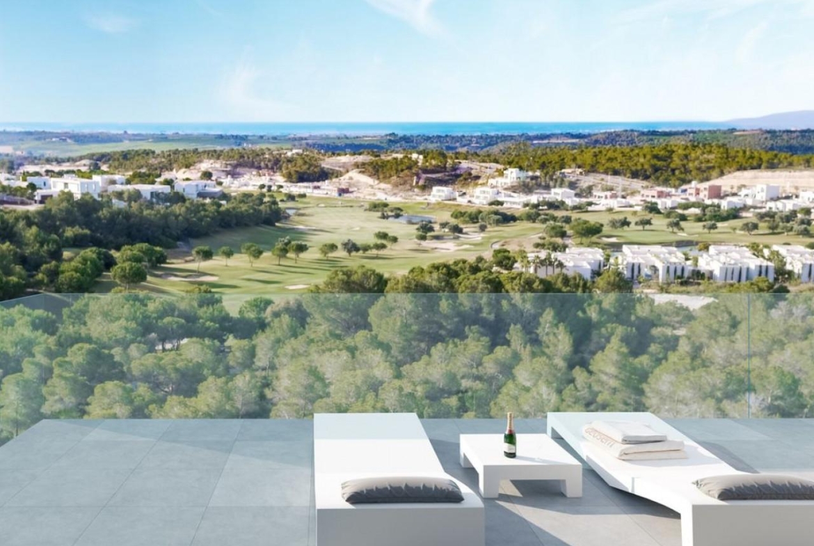 Luxury two-bedroom apartment at Las Colinas Golf & Country Club overlooking the golf course and Mediterranean Sea.