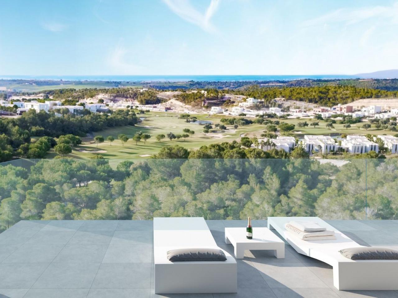 Luxury two-bedroom apartment at Las Colinas Golf & Country Club overlooking the golf course and Mediterranean Sea.