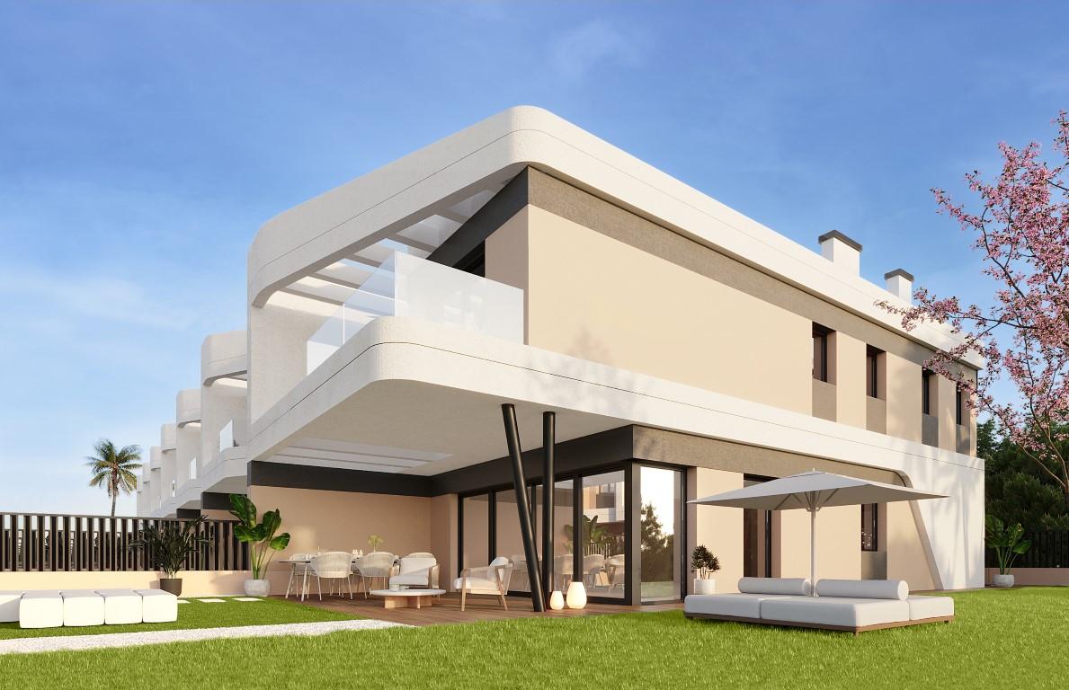 Townhouses overlooking Alicante Golf with modern designs and nearby beach access.